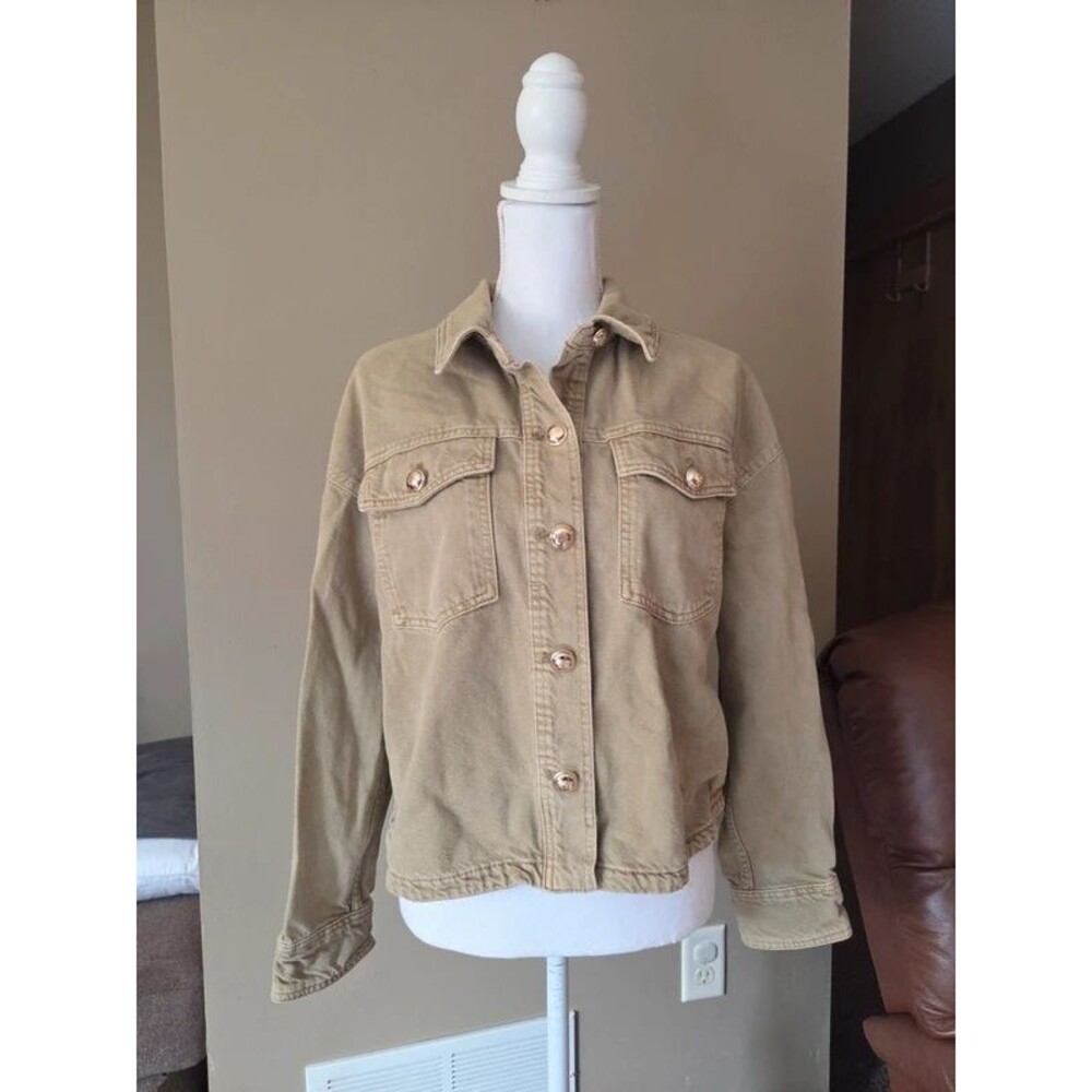 Zara army green jacket gold buttons